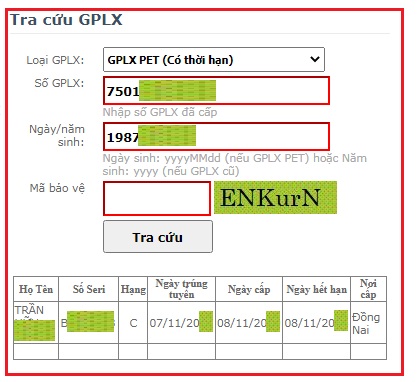 tra cứu giấy phép lái xe 3